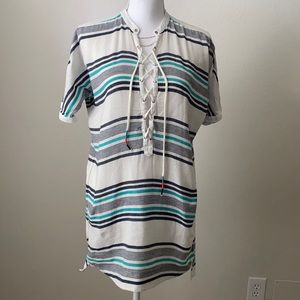 Saylor Brooklyn Dress Striped Lace Up Front